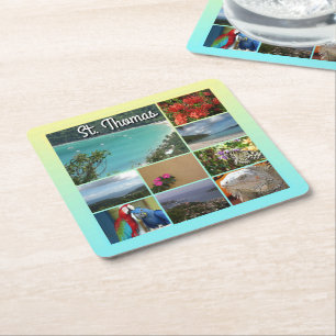 St. Thomas - Scenic Photo Collage 6115 Square Paper Coaster