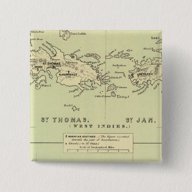 St Thomas, St Jan, St Crook 15 Cm Square Badge (Front)