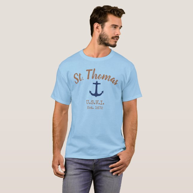 St. Thomas U.S. Virgin Islands Anchor Shirt, Men's T-Shirt (Front Full)