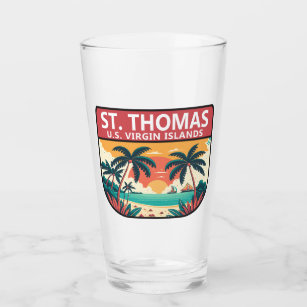 St Thomas U.S. Virgin Islands Retro Emblem Glass