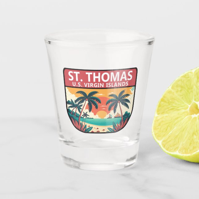 St Thomas U.S. Virgin Islands Retro Emblem Shot Glass (Front)