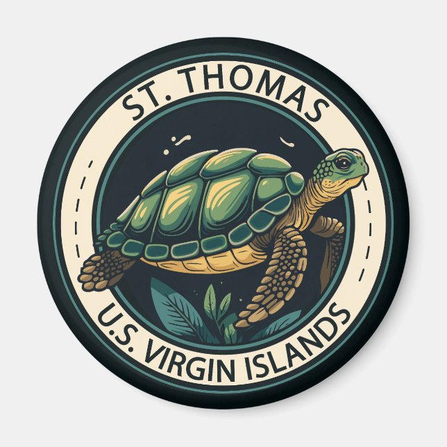 St Thomas U.S. Virgin Islands Turtle Badge Magnet (Front)