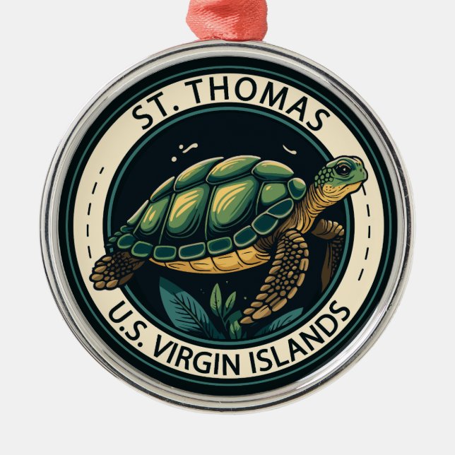 St Thomas U.S. Virgin Islands Turtle Badge Metal Ornament (Front)