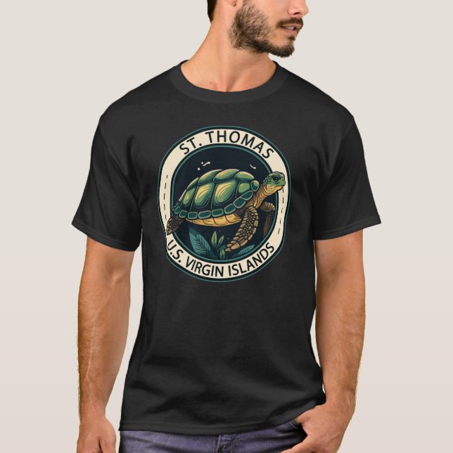 St Thomas U.S. Virgin Islands Turtle Badge T-Shirt (Front)