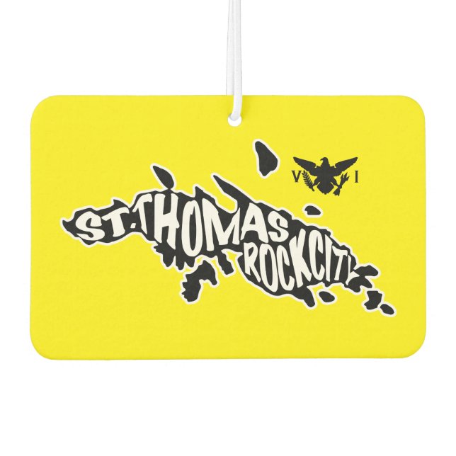 St. Thomas, U.S. Virgin Islands | Yellow Car Air Freshener (Front)