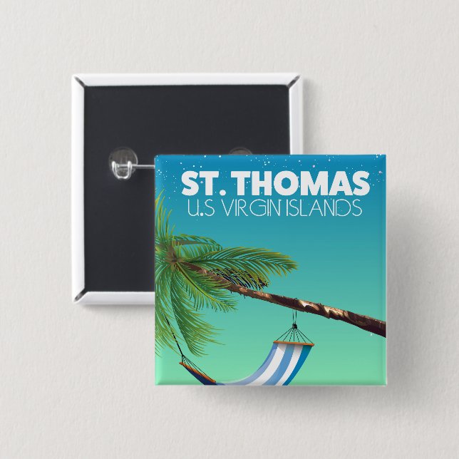 St Thomas US Virgin Islands. 15 Cm Square Badge (Front & Back)