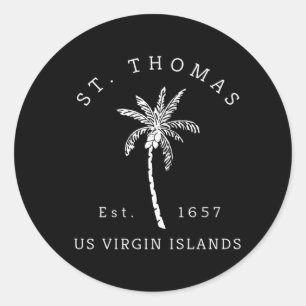 St Thomas Usvi Beach Palm Tree Novelty Classic Round Sticker