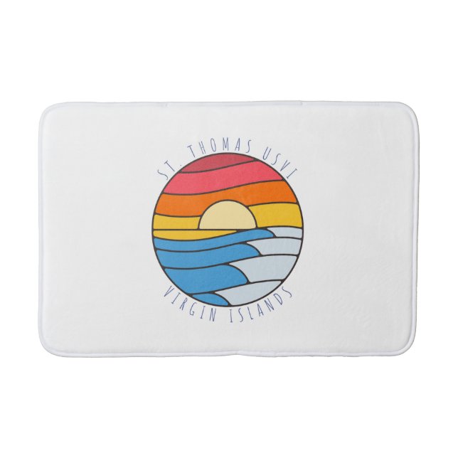 St. Thomas USVI Vintage Beach Sunset Bath Mat (Front)