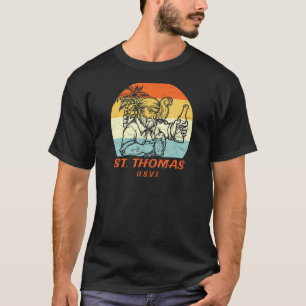 St Thomas Usvi Vintage Pirate & Parrot Vacation T-Shirt