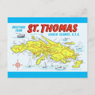 St. Thomas Virgin Islands Map Postcard
