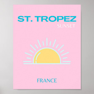 St Tropez, France, Preppy, Pink Poster