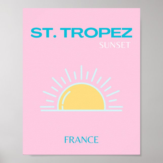 St Tropez, France, Preppy, Pink Poster (Front)
