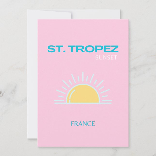 St Tropez, France, Preppy, Pink Thank You Card (Front)