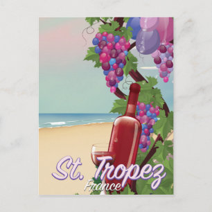 st. tropez France wine travel poster Postcard