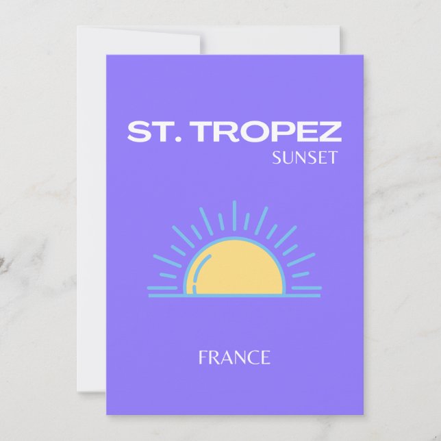 St Tropez, Sunset, Purple Thank You Card (Front)