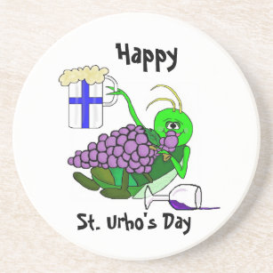 St. Urho Coasters with Drunk Grasshopper