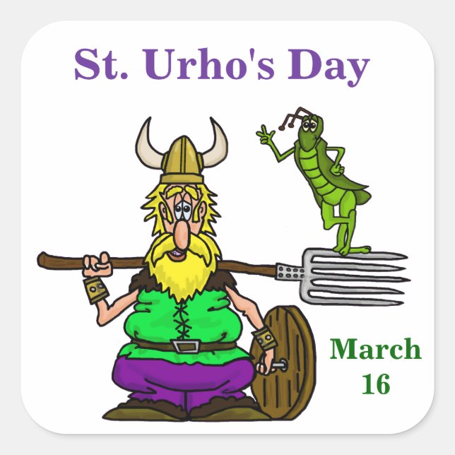 St. Urho Stickers with Peace Grasshopper (Front)