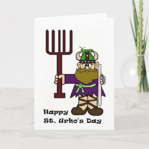St. Urho with Grasshopper on His Hat  Card
