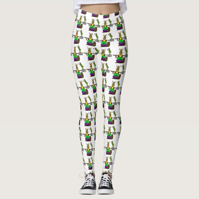 St. Urho with Grasshopper on Pitchfork Leggings (Front)