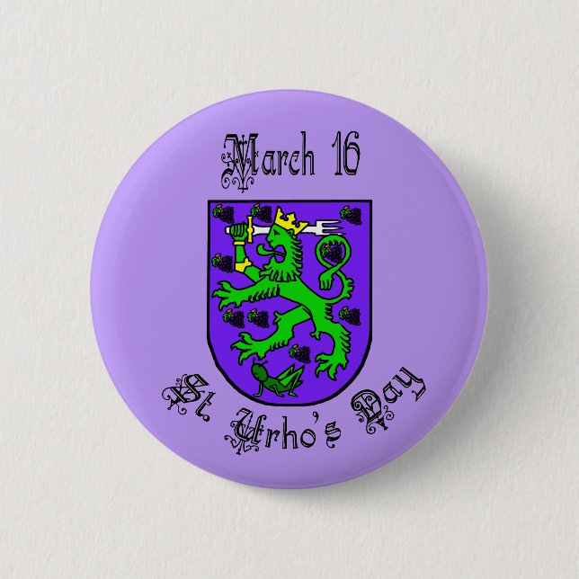 St. Urho's Day Coat of Arms Purple Button (Front)