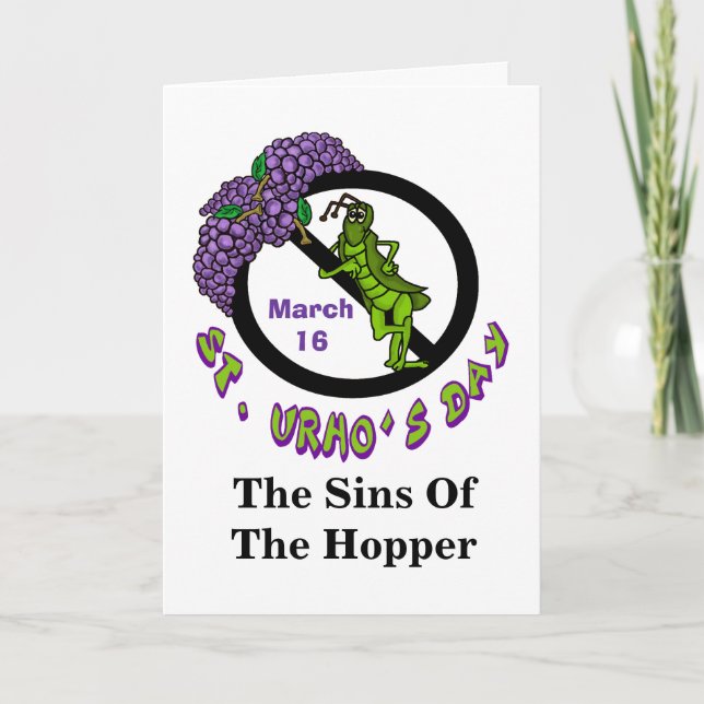 St. Urho's Day Grasshopper Ban Greeting Card (Front)