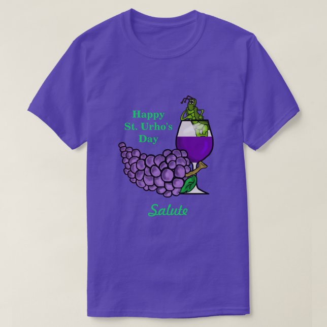 St. Urho's Day Grasshopper with Wine & Beer Shirt (Design Front)