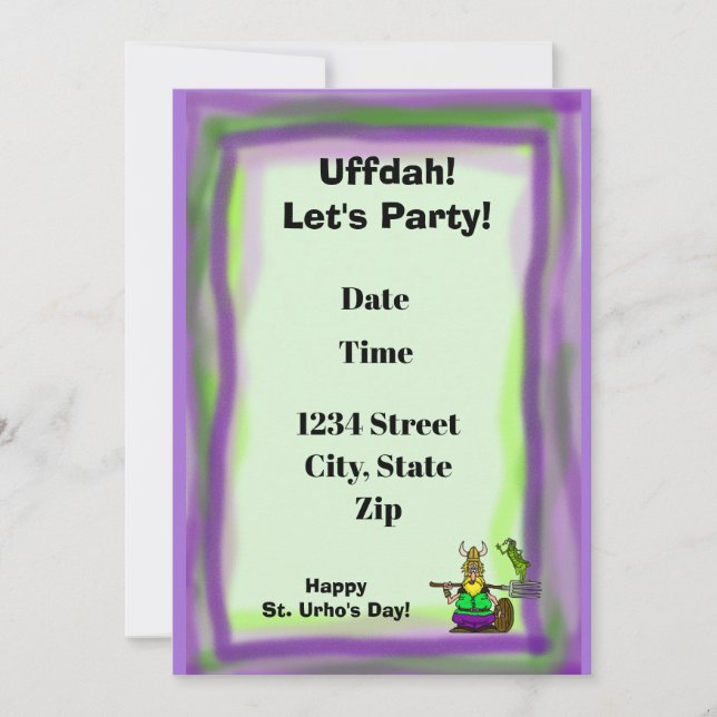 St. Urho's Day Party Invitation  Purple & Green (Front)