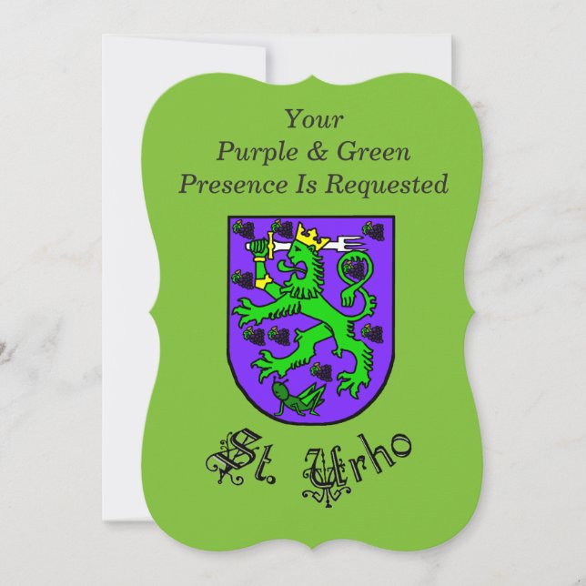 St. Urho's Day Party Invitation with Coat of Arms (Front)