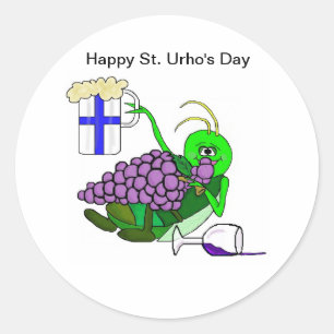 St. Urho's Day Stickers with Drunken Grasshopper