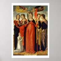 St. Ursula and Four Saints (seasoning on panel)