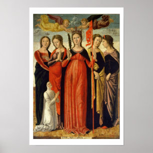St. Ursula and Four Saints (seasoning on panel) Poster
