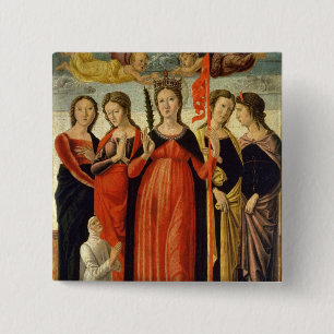 St. Ursula and Four Saints (tempera on panel) 15 Cm Square Badge