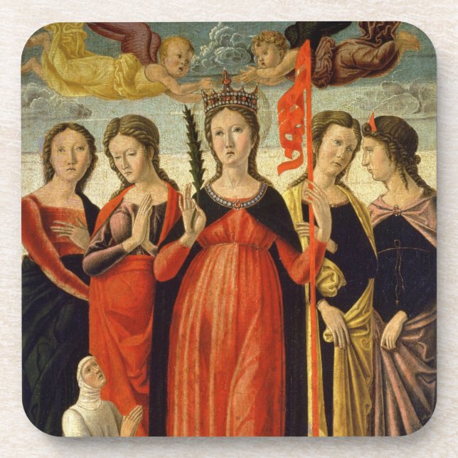 St. Ursula and Four Saints (tempera on panel) Coaster (Front)