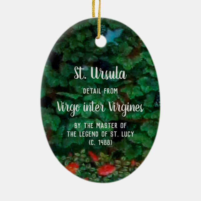 St. Ursula Reading (detail; M 070) Ceramic Ornament (Back)