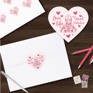 St Valentine Pink Catholic Heart Illustration Sticker