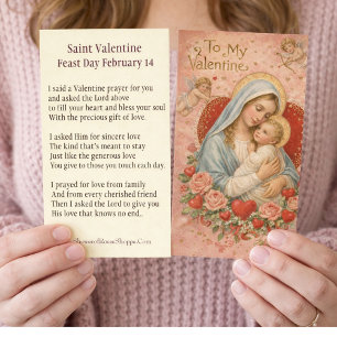St. Valentine Prayer Poem Religious - Holy Card