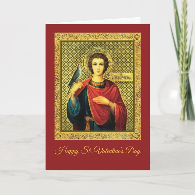 St. Valentine with Bird Holiday Card (Front)