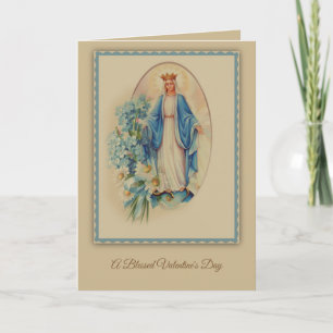 St. Valentines Day Blessed Virgin Mary Floral Holiday Card