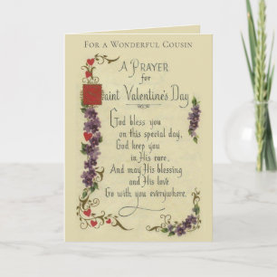 St. Valentines Day Religious Catholic Cousin Holiday Card
