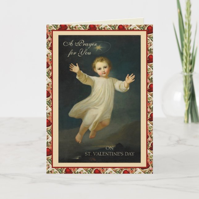 St. Valentines Day Religious Jesus Heart Prayer Holiday Card (Front)