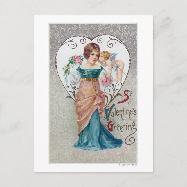 St. Valentine's Greeting Cupid Holiday Postcard (Front)