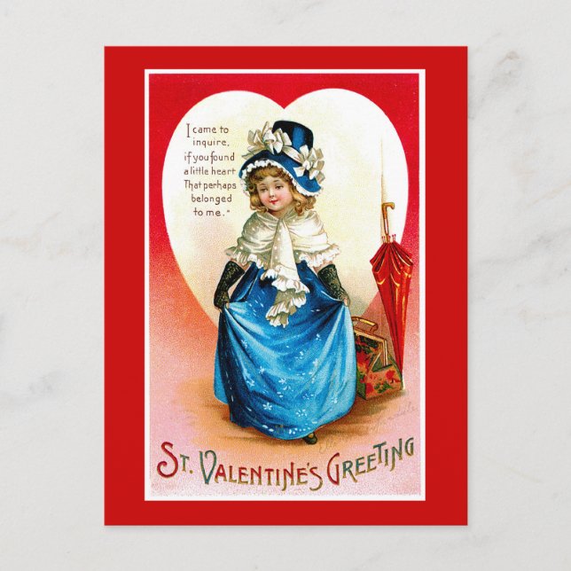 St. Valentine's Greeting Holiday Postcard (Front)