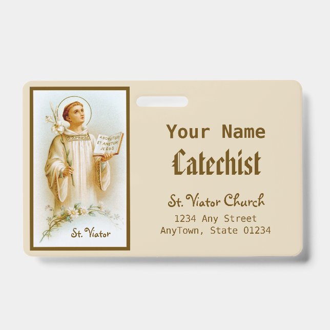 St. Viator of Lyon the Catechist (BF 02) ID Badge (Front)