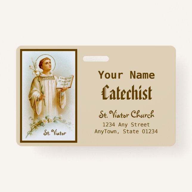 St. Viator of Lyon the Catechist (BF 02) ID Badge (Front)