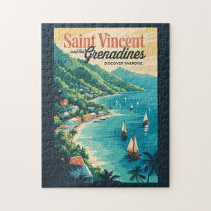St Vincent and the Grenadines Landscape Retro Jigsaw Puzzle