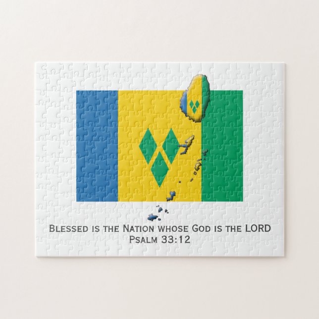 ST VINCENT | Blessed Nation | VINCENTIAN FLAG Jigsaw Puzzle (Horizontal)