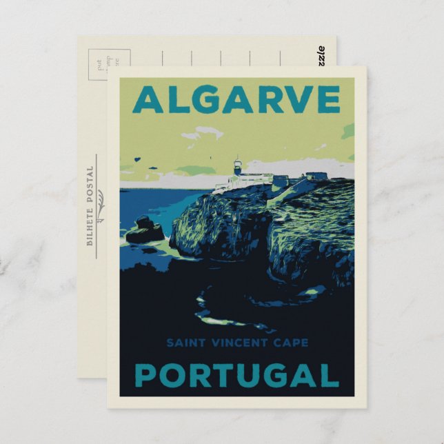 St Vincent cape illustration Algarve Portugal Postcard (Front/Back)