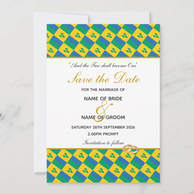 ST VINCENT Christian Wedding Celebration Save The Date (Front)