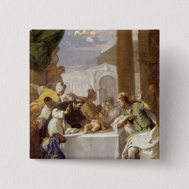 St. Vincent Ferrer performing a miracle 15 Cm Square Badge (Front)