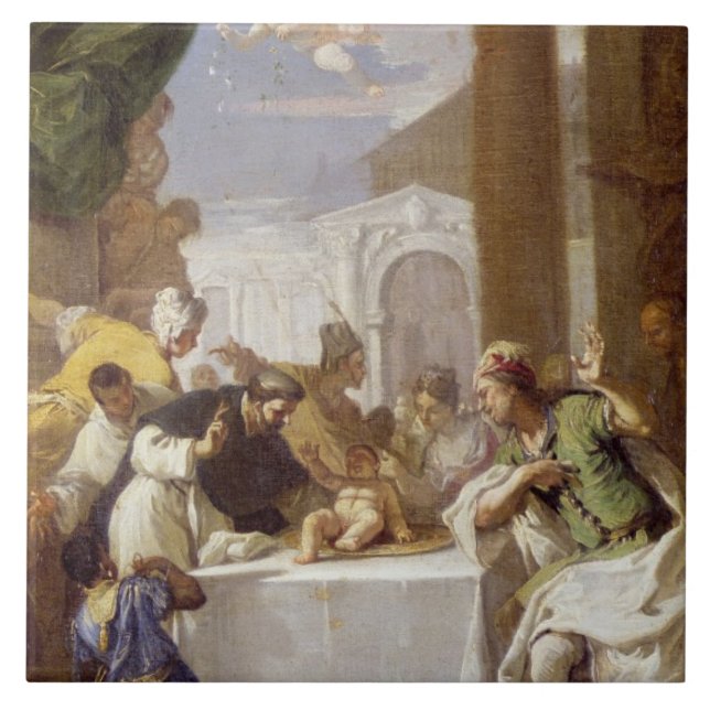 St. Vincent Ferrer performing a miracle Tile (Front)